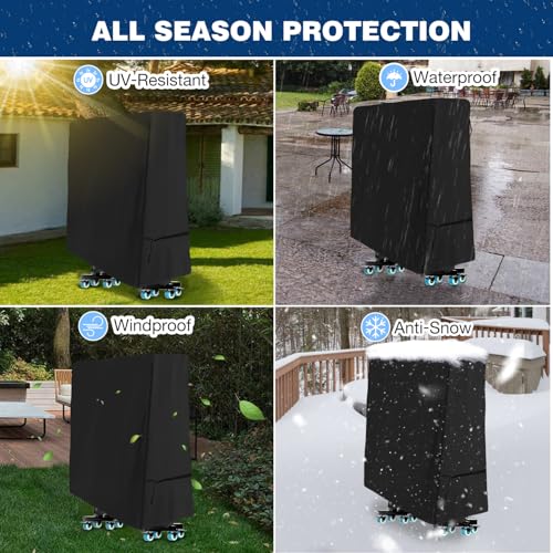 Saking Ping Pong Table Cover, 500D Heavy Duty Folding Table Tennis Table Cover Waterproof Sunproof Indoor & Outdoor, Fits Universal 9x5 FT Folding Tables, Windproof Cover with Zipper & Buckles, Black