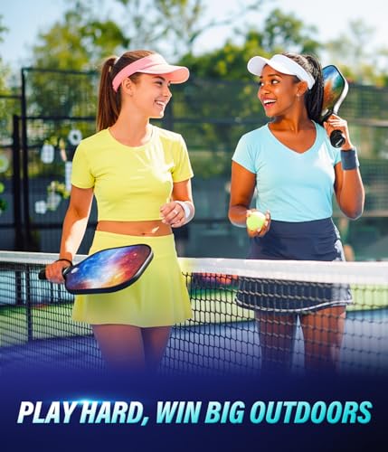 Hicober Pickleball Paddles Set of 2 | Lightweight Fiberglass Face, Cushion Grip, USA Pickleball Approved | Beginner & Intermediate Set for Indoor/Outdoor Play, 2 Paddles + 4 Balls + Carry Bag