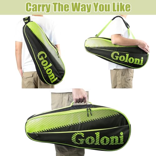 Goloni | 3 Racquet Tennis Bag, for Professional or Beginner Tennis Players, Rackets Cover Bag with Protective Pad & Lightweight | Unisex Design for Men, Women, Youth and Adults - color: yellow