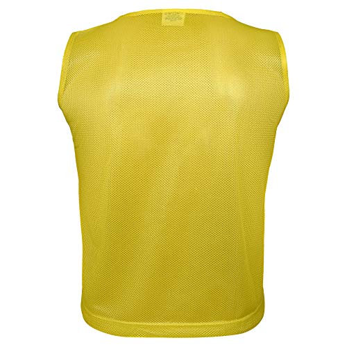 Athllete 12 pcs Duramesh Pinnies/Scrimmage Vest - Kids Youth and Adult Pinnies, Numbered Penny Jerseys for Soccer - color: Golden Yellow (Set of 12), size: Medium