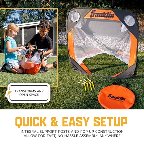 Franklin Sports Youth Lacrosse Pop-Up Goal – 3’x3’ Portable Net with Carrying Case – Backyard Practice Goal for Kids – Easy Setup with Ground Stakes – Improve Shooting Accuracy