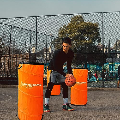 Portable Pop-Up Defender Dummy Trainer - Basketball Dribble Training - Football Tackling, Soccer Dribbling Dummies - Equipment to Improve Skills w/Built-in Storage - size: 2 - Pack