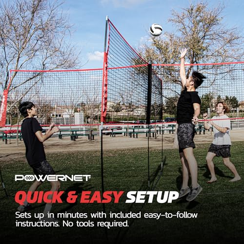 PowerNet Four Square Volleyball Net, Fun New Game, Play at The Park or Beach, 2 Versions - style: Standalone Four Square