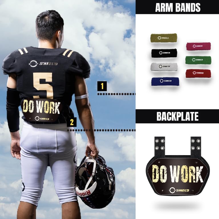 O Shield Golden Cross Chrome Football Back Plate, Lower Back Pads for Football Players, Rear Protector, Cross Series - size: Adult (Weight more than 180 Pounds), style: Do Work Black