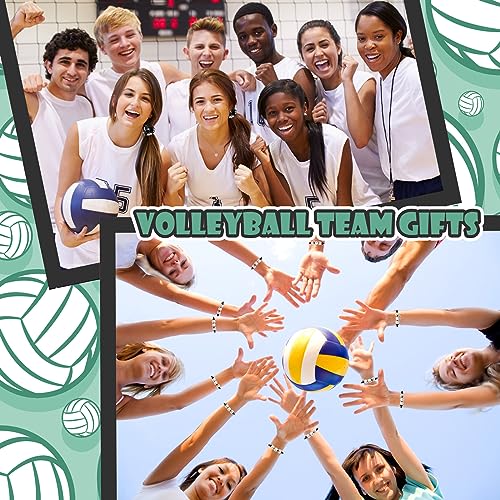 Tigeen 60 Pcs Volleyball Gifts for Teen Girls Volleyball Drawstring Gift Bags Charm Bracelet Hair Scrunchies Makeup Bag Lipstick Holders Keychain Sports Party Supplies