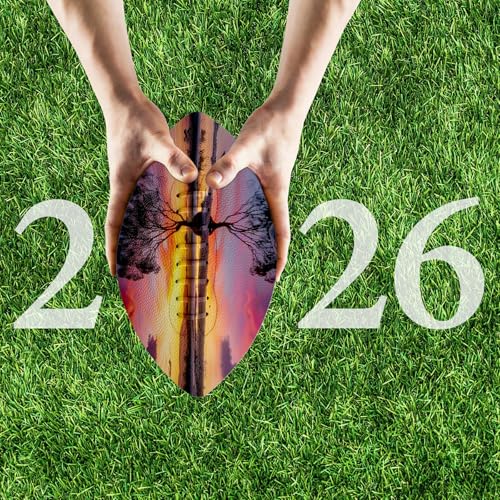American Football, Official Size 11.9 x 7.3 Inch, Premium Composite Leather High-Grip Ball with Pro-Style Lacing, Unique Prints for Training, Games & Gifts - color: Sunset Clouds