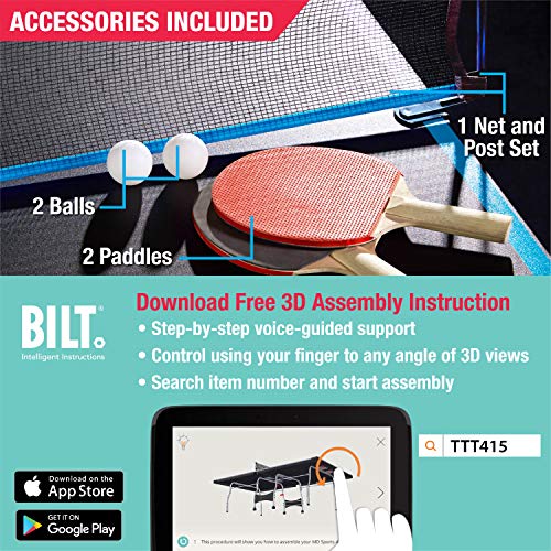 MD Sports Table Tennis Tables Multiple Styles Ping Pong Tables, Foldable for Easy Storage with Nets Included, Perfect for Family Game Rooms | Multiple Styles - style: Black & Light Blue