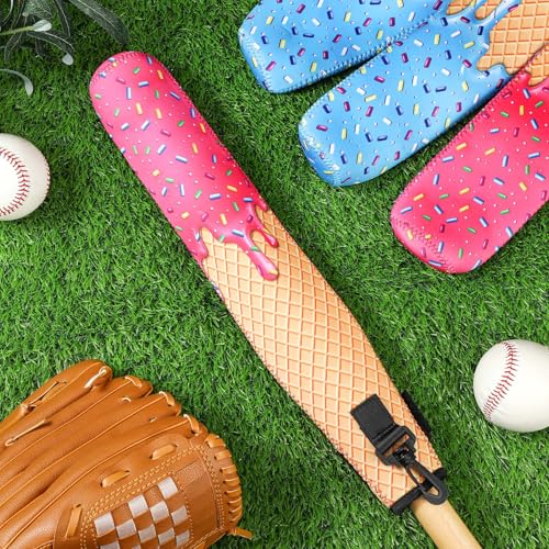 Soulchen Ice Cream Baseball Bat Sleeves 17 x 2.2 Inch Cross Softball Bat Warmers Cover with Hook Lightweight Sleeve Protector Cover