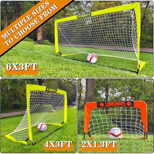 LOMGWAYS Soccer Goal – Foldable Frame Net for Kids + Youth – Indoor + Outdoor Soccer Goal with Carry Bag – Easy Set up – Multiple Sizes for Practice & Games - size: 4x3FT(Size 5 Ball)
