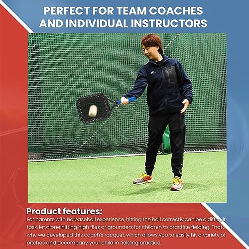 Baseball Racket for Fly Balls: Fungo Racket Baseball/Baseball Racket for Coaches and Parents to Help Players Practice Hitting Grounders and Pop Flies (New)