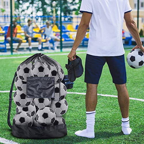 BROTOU Thickened Extra Large Sports Ball Bag Mesh Socce Ball Bag Heavy Duty Drawstring Bags Team Work for Holding Basketball, Volleyball, Baseball, Swimming Gear with Shoulder Strap - size: 30" x 40"