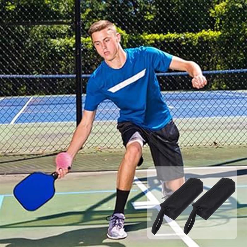 2 Pack Pickleball Ball Holder - Portable Pickle Ball Storage Carrying Bag - Paddle Bag Sport Gear Travel Accessory Pouch Holds 5 Pcs Regular Pickleball Ball