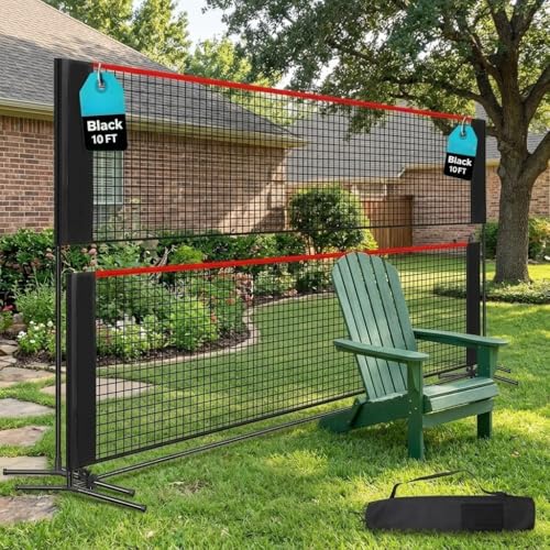 10FT Adjustable Multi Sport Net with 3-5FT Height, Portable Sports Net Set with Carry Bag, for Badminton, Tennis, Pickleball, Volleyball & Soccer Tennis, Indoor Outdoor Backyard Use