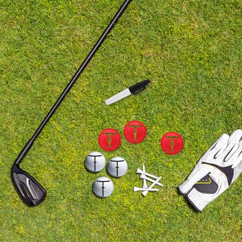 Golf Ball Marker Set, Golf Ball Line Marker Tool with Marking Pen Red Plastic Alignment Labeler Stencil Accessories for Precision Putting & Target Line Accuracy - style: Style A