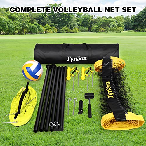 Volleyball Net Outdoor, Professional Volleyball Net for Backyard with Anti-Sag Device Adjustable Height Poles, Portable Volleyball Set with Official Volleyball, Pump, Boundary Line