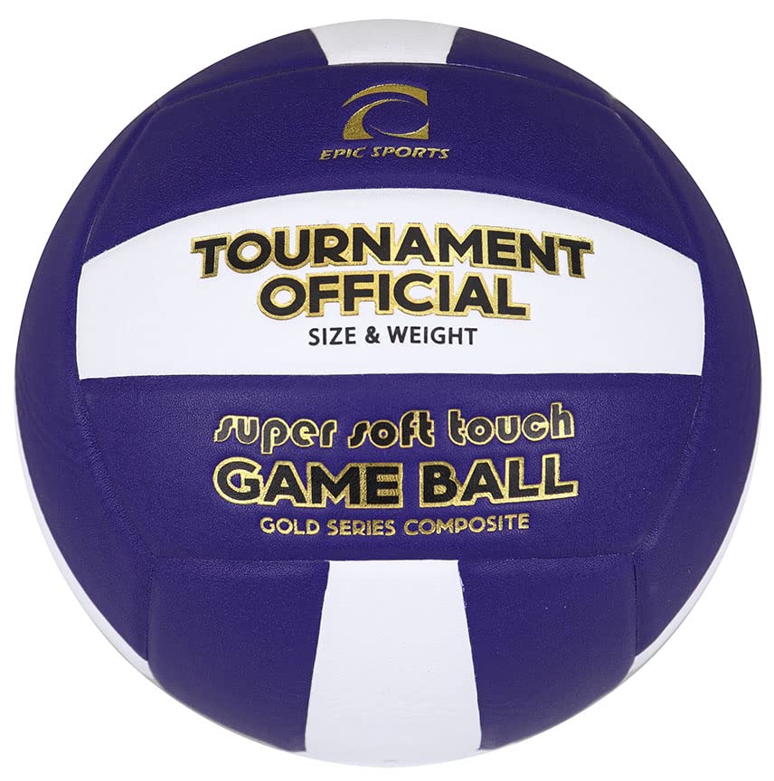 Epic Gold Series Tournament Official Game Volleyball (24-Colors Available) - color: PURPLE/WHITE