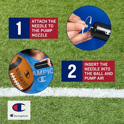 Champion Blitz Football, All-Weather Football, Enhanced Grip, Durable Rubber Cover and Molded Laces, for Outdoor Sports & Training, Includes 6 Ball Pump