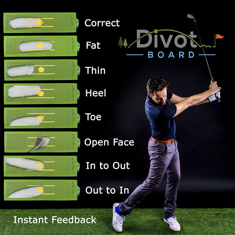 Divot Board Golf Training Aid – Instant Feedback for Swing Path, Low Point & Impact | Improve Ball Striking Indoors or Outdoors | Golf Swing Trainer for Home Practice & Consistent Contact