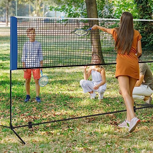 Goplus Portable Badminton Net Set, 10FT/ 14FT Volleyball Pickleball Net with 2.7FT-5FT Adjustable Height, 2 Shuttlecocks, Carrying Bag for Backyards, Beach, Driveway, Family Outdoor Game - size: 10 FT