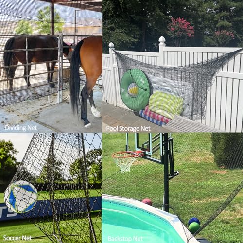 Aoneky Heavy Duty Knotless Golf Hitting Net, Practice Net with Reinforced Rope Edge, 1" Square Mesh 3mm Polyester Netting for Baseball Soccer Hockey Backyard Driving Cage Indoor Outdoor Use - size: 10x10 ft