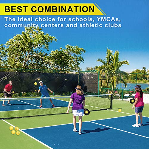 Amicoson Pickleball Paddles - Set of 4 Wooden Paddles, Indoor & Outdoor Balls, Ergonomic Grip, 8 Balls & 1 Carry Bag