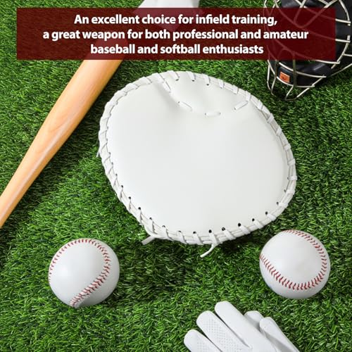 VioraWhite 2 Pack Pancake Baseball and Softball Training Glove - Flat & Soft Premium PVC Fielding Gear for Right-Hand Throw, Great Choice for Teens