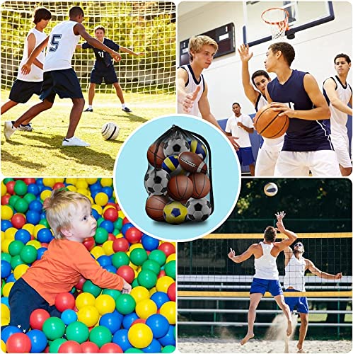 BROTOU Extra Large Sports Ball Bag Mesh, Basketball Bags Team Balls, Adjustable Shoulder Strap, Ball Bags for Holding Soccer, Football, Volleyball, Swimming Gear (30” x 40”)