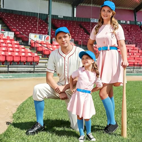 XZQTIVE Baseball Softball Socks and Baseball Softball Belt Combo Set Knee-High Soccer Socks for Kids Youth Adult - color: Baby Blue, size: Adult