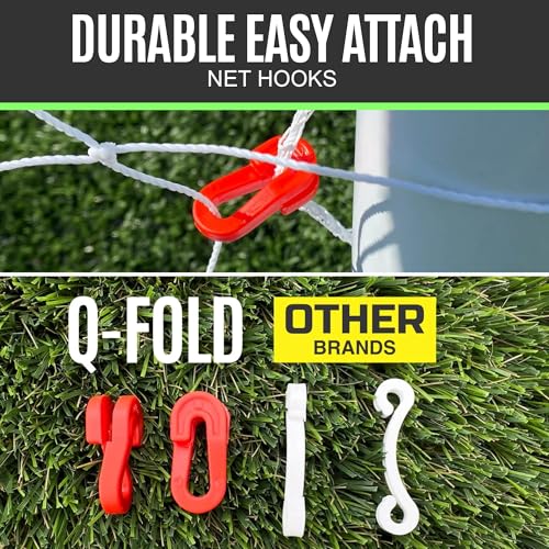 QUICKPLAY Q-Fold Soccer Goal | 30-Second Folding Design for Easy Setup | Portable & Weatherproof uPVC Soccer Goal for Backyard | Durable Post for Adults & Kids