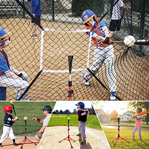 Baseball Tee Batting Tee Softball Tee Portable Travel Hitting Tee,Easy Adjustable Height,Stable Tripod Stand - color: Red Pro