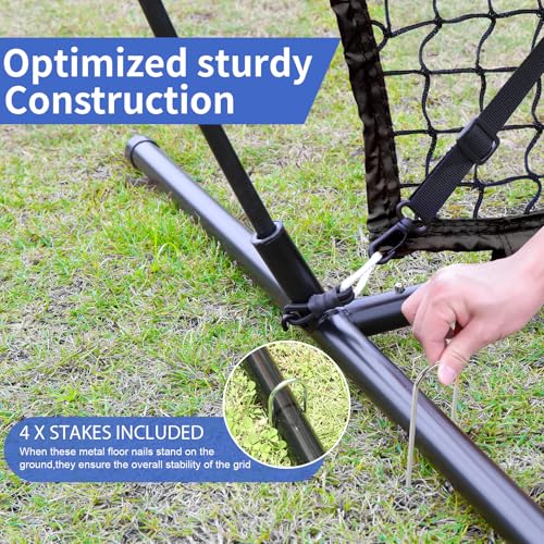 6'X6' Baseball Softball Practice Net,Pitching Net,Batting Net,with Dummy Batter,Bonus Strike Zone Target and Bow Frame,for Hitting,Pitching,Catching