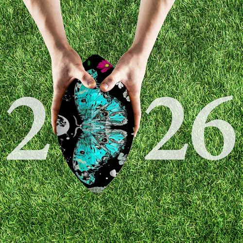 American Football, Official Size 11.9 x 7.3 Inch, Premium Composite Leather High-Grip Ball with Pro-Style Lacing, Unique Prints for Training, Games & Gifts - color: Moth Moon