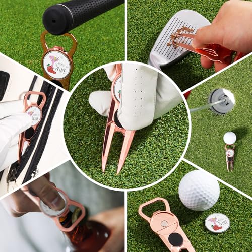 Amy Sport Premium Golf Divot Repair Tool Ball Markers with Belt Clip Value 3 Pack, 7-in-1 Tools Leather Grip Club Holder, Bottle Opener, Club Groove Cleaner, Putting Alignment Guide