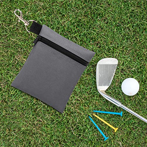 Golf Tee Pouch, 5.62 X 6.87 Inch Professional Zipper Golf Tee/Ball Pouch Bag with Metal Lobster Claw Clip - color: GREY