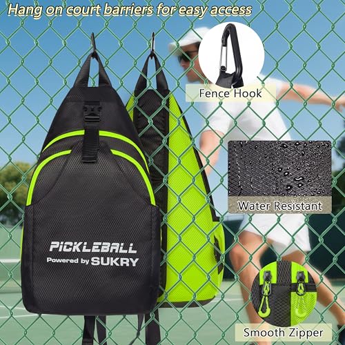 SUKRY Pickleball Bag Lightweight Sling Backpack for Men and Women with Multi-Pocket Crossbody Gym & Travel Backpack Pickle Ball Accessories - color: Yellow