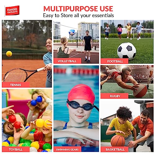 Keeble Outlets Extra Large Sports Ball Bag Mesh Soccer Ball Bag Heavy Duty Drawstring Bags Team Work for Holding Basketball, Volleyball, Baseball, Swimming Gear with Shoulder Strap