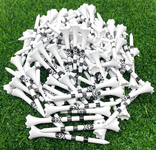 NorthPointe 2 3/4” USA Stars and Stripes America Flag Golf Tees Plastic - 100 Tees in Bulk – Patriotic - color: Skull & Crossbones