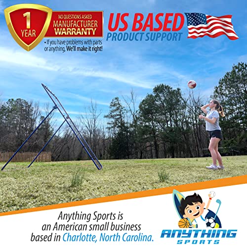 The Original Fully Adjustable 7x4 Feet Volleyball Rebounder Net from Anything Sports - Practice Sets, Spikes and Digs At Any Angle from Home- 12 Month No Questions Asked Warranty