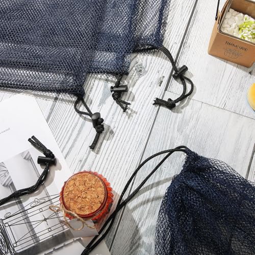 6 Pcs large Mesh Bag 24 x 48 inch Ball Mesh Drawstring Storage Sports Equipment Bag for Balls Beach - color: Blue