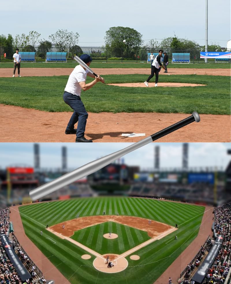 Baseball Bat Steel with Carrying Bag - color: Silver