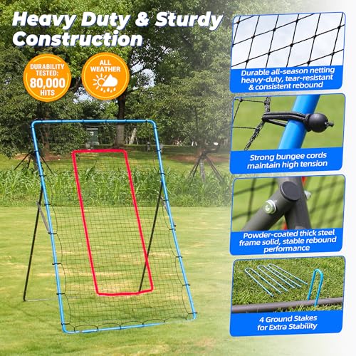 2-in-1 Volleyball Rebounder Net, Adjustable 7×4 ft to 4.5×4 ft Bounce Back Training Rebound Equipment with Angle Customization for Volleying, Bumping, Spiking Practice - color: Blue