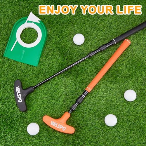 WELSPO Golf Putters for Men and Women Two-Way Kids Putter Mini Golf Putter with 2 Golf Putters, 4 Golf Balls for Right or Left Handed, Adjustable Length Golf Putter for Children, Teenagers and Adults