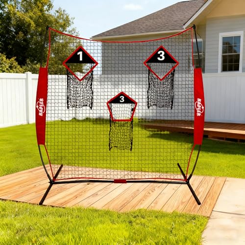 Kapler Football Throwing Target Net- 6 X 6 FT Throw Net with 3 Targets Zone - Protable Quarterback Accuracy Improving for Youth and Adults Backyard Drills - Includes Carry Bag