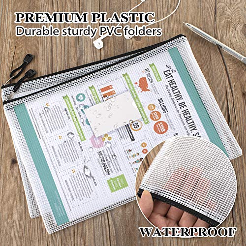 Sooez 20 Pack Mesh Zipper Pouch Bags, A4 Letter Size Zipper Bag with Label Pocket, Waterproof Pouches Classroom Organizer, Board Game Toy Storage, Document Bag Teacher School Office Supplies, Black - style: 20 Pack (All Black)