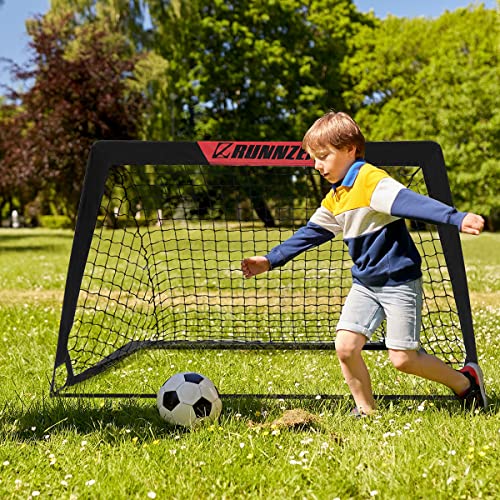 L RUNNZER Kids Soccer Goal, Pop Up Soccer Goal Net for Backyard, Set of 2 with Portable Carrying Case - color: Black, style: 4'x3', 2 Set