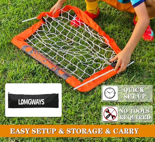 LOMGWAYS Soccer Goal – Foldable Frame Net for Kids + Youth – Indoor + Outdoor Soccer Goal with Carry Bag – Easy Set up – Multiple Sizes for Practice & Games - size: 2x1.3FT(Size 1 Ball)