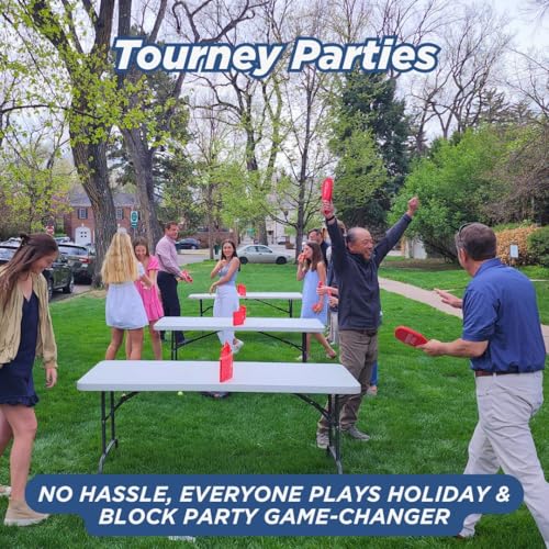 Ping Pong, Reinvented | Any Surface, Indoor or Outdoor Portable Paddle Sport| 3-Speed Foam Balls, 4 Premium Paddles, Free-Standing Net, Carry Bag: Whisper Quiet, 60-Sec Setup