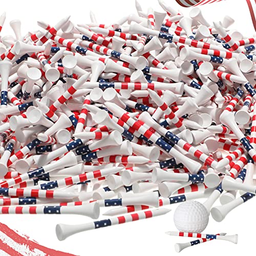 Mudder 600 Pcs Golf Tees USA American Flag Golf Tees Bulk Long Bamboo Red White and Blue Patriotic Tee for Men Women - size: 3-1/4", style: Chic