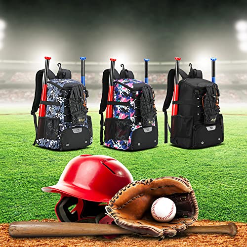 Softball Bag, Baseball Equipment Backpack for Youth Girls Adult, Lightweight With Shoe Compartment, Fence Hook for TBall, Bat, Helmet