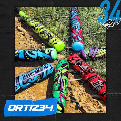 Ortiz34 Bat & Ball Set - Graffiti Plastic Bat & Ball Homerun Set- David Ortiz Backyard Baseball Set for Youth, Kids, Teenagers, Adults (Bat & Ball Set, Blue) - color: Blue, style: Bat & Ball Set